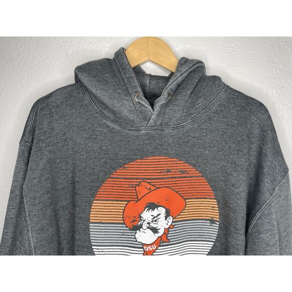 CI Sport Hoodie Oklahoma State Cowboys Men's XL Gray OSU Distressed Graphic - Picture 2 of 7
